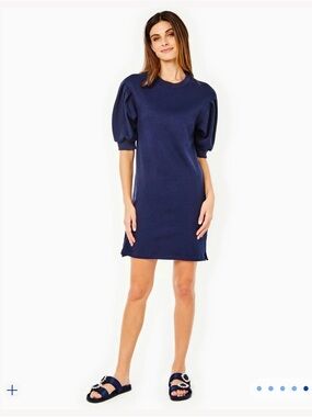 Addison Bay Navy Puff-Sleeve Mini Dress